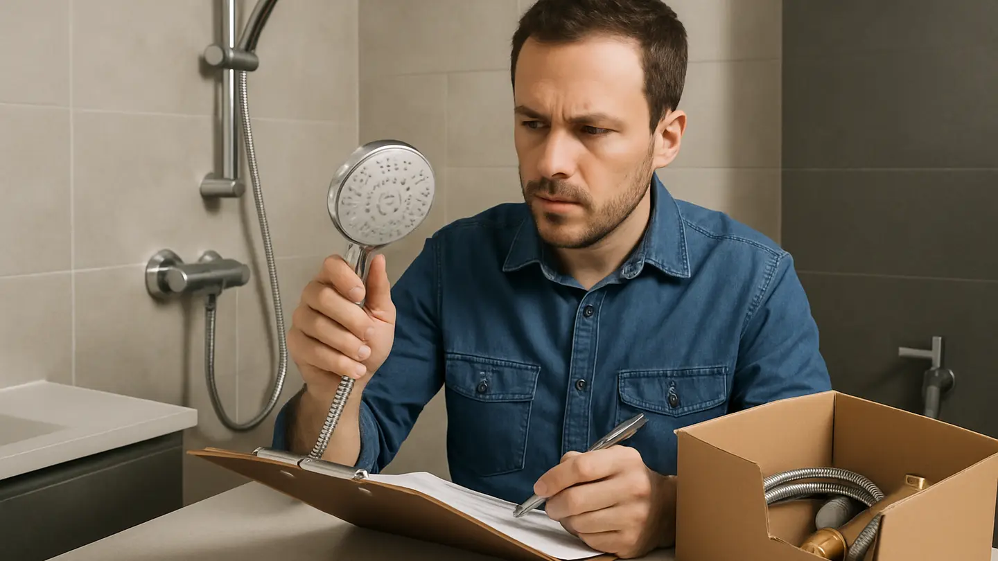 AQL inspection standard shown in a realistic professional bathroom or product-review setting