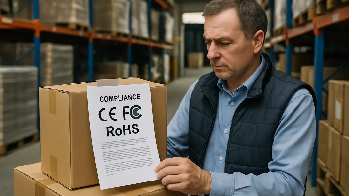 CE FCC RoHS compliance in a realistic trade or supply-chain environment