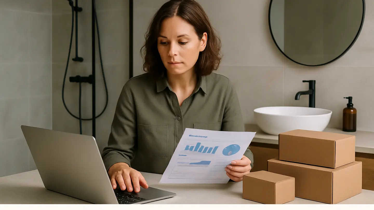 sea vs air vs rail freight shown in a realistic professional bathroom or product-review setting