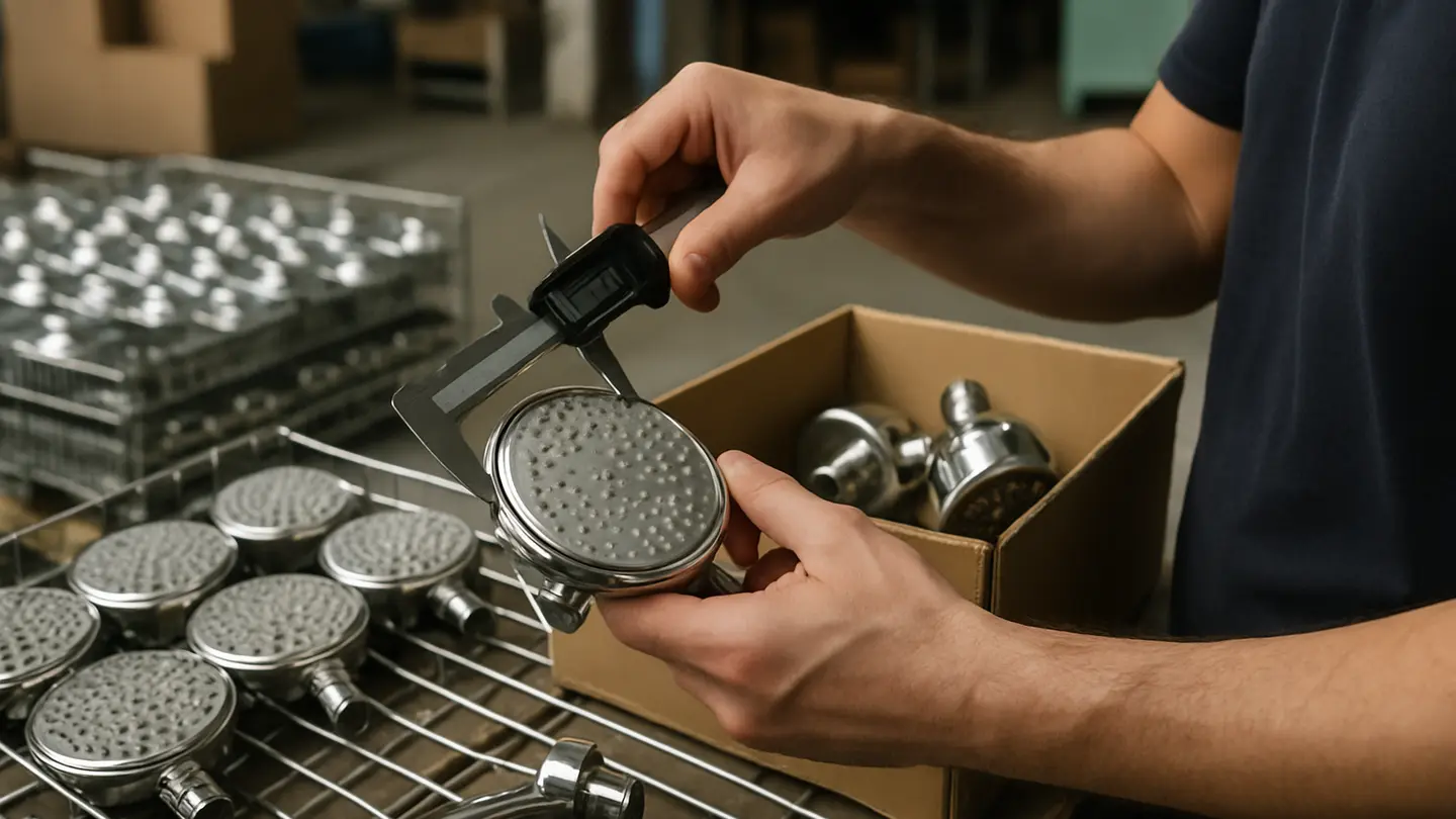 shower head manufacturer in a realistic factory inspection and quality control setting