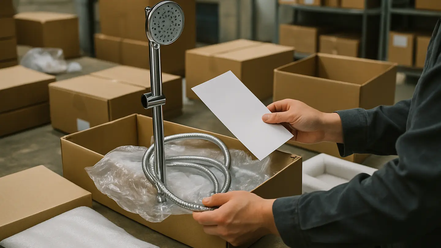 shower manufacturer in a realistic packaging and compliance setting