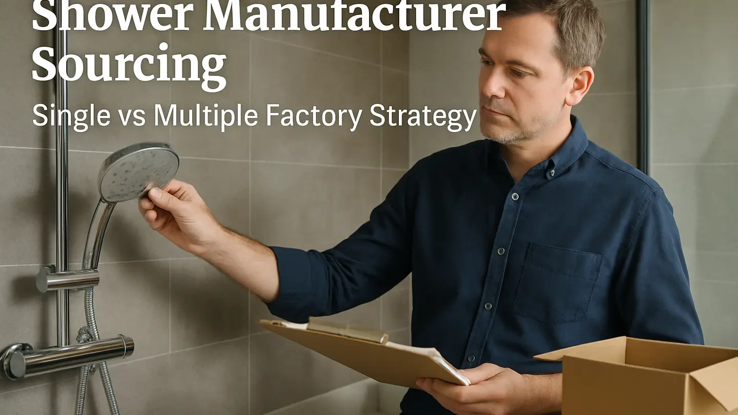 shower manufacturer sourcing shown in a realistic professional bathroom or product-review setting