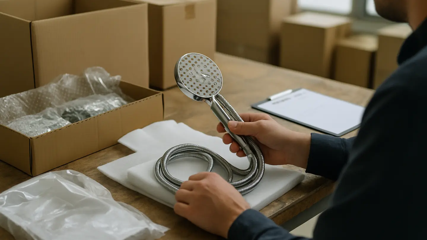 Shower Pre-Shipment Inspection in a realistic packaging and compliance setting